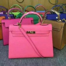 Hermes Kelly 28cm Epsom Lederhandtasche Lippen Rosa