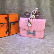 Hermes Constance 23cm Krokoleder Rosa