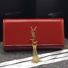YSL Clutch aus Lackleder mit Quaste 27 cm Rot