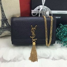 YSL Tassel Chain Bag 22cm Kaviarleder Schwarz Gold