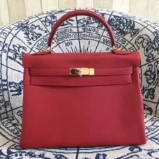 Hermes Kelly 28cm Tasche Togo Leder Rotgold