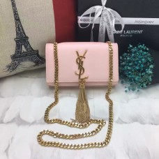 YSL Kleine Quastenkette Ledertasche 17cm Hellrosa Gold
