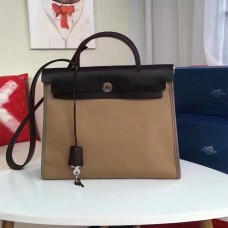 Hermes Herbag 31cm Khaki Segeltuchtasche