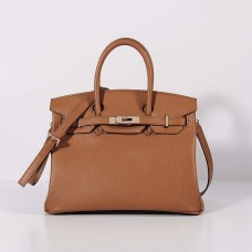 Hermes 30cm Birkin Bag Togo Leder mit Riemen Light Coffee Gold