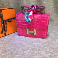 Hermes Constance 23cm Krokoleder Rose