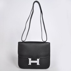 Hermes Constance Tasche 23cm Togo Leder Schwarz Silber