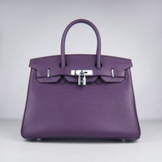 Hermes Birkin 30cm Togo Leder Handtaschen lila silber