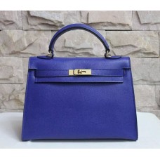 Hermes Kelly 32cm Epsom Lederhandtasche Electric Blue Gold