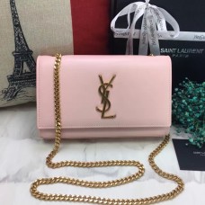 YSL Glattleder-Kettentasche 22cm Hellrosa