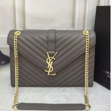YSL Saint Laurent Classic Große Monogramm Tasche Grau 31cm