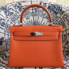 Hermes Kelly 28cm Tasche Togo Leder Orange Gold