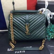 YSL Top Handle Umhängetasche 24cm Grün Gold