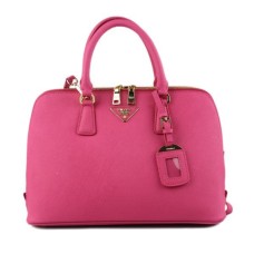 Prada 0812 pfirsichfarbene Tragetasche mit Kreuzmuster
