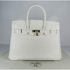 Hermes Birkin 35cm Togo Leder Handtaschen Weißgold