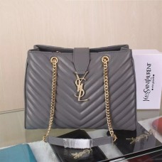 YSL Saint Laurent Monogramm-Einkaufstasche Grau