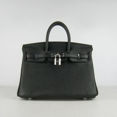 Hermes Birkin 25cm Handtasche 6068 schwarz silber