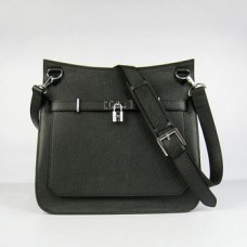 Hermes Jypsiere 28cm Umhängetasche Schwarz Silber