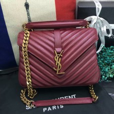 YSL Top Handle Umhängetasche 24cm Dunkelrot Gold