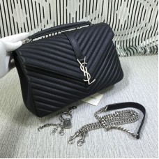 Saint Laurent Große Henkeltasche mit Kette, Schwarz, 32 cm