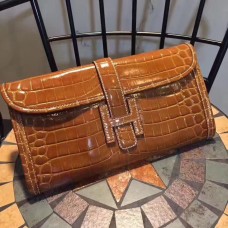Hermes Jige Clutch 29cm Kroko Kamel