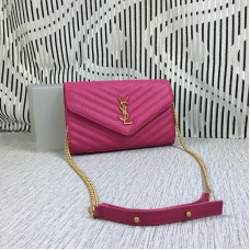 YSL Envelope Chain Bag Kaviarleder Rose 23cm