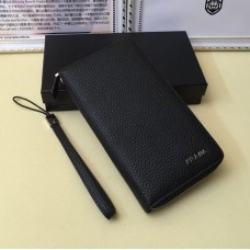 Prada Herren Ledergeldbörse 1192 Schwarz
