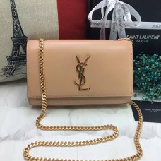 YSL Glattleder-Kettentasche 22cm Apricot