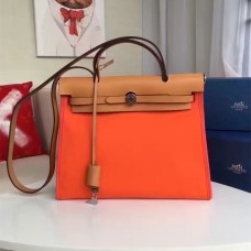 Hermes Herbag 31cm orangefarbene Segeltuchtasche