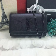 YSL Kaviarleder-Kettentasche 22cm Schwarz Schwarz