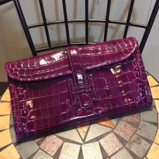 Hermes Jige Clutch 29cm Kroko Lila