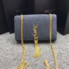 YSL Tassel Chain Bag 22cm Wildleder Grau