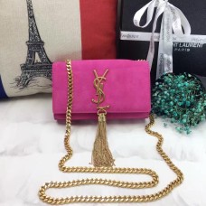 YSL Kleine Tasche mit Quastenkette, 17 cm, Wildleder, Rose
