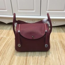Hermes Lindy 30cm Handtasche Burgund Silber