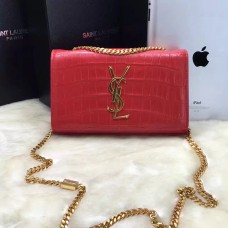 YSL Monogram Chain Bag 22cm Kroko Rotgold