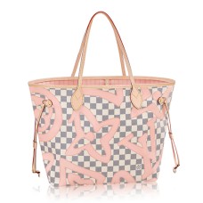 Louis Vuitton N41050 Neverfull MM Umhängetasche Damier Azur Canvas