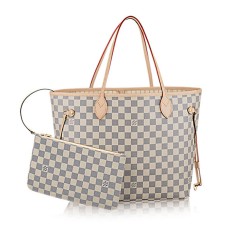 Louis Vuitton N41361 Neverfull MM Umhängetasche Damier Azur Canvas